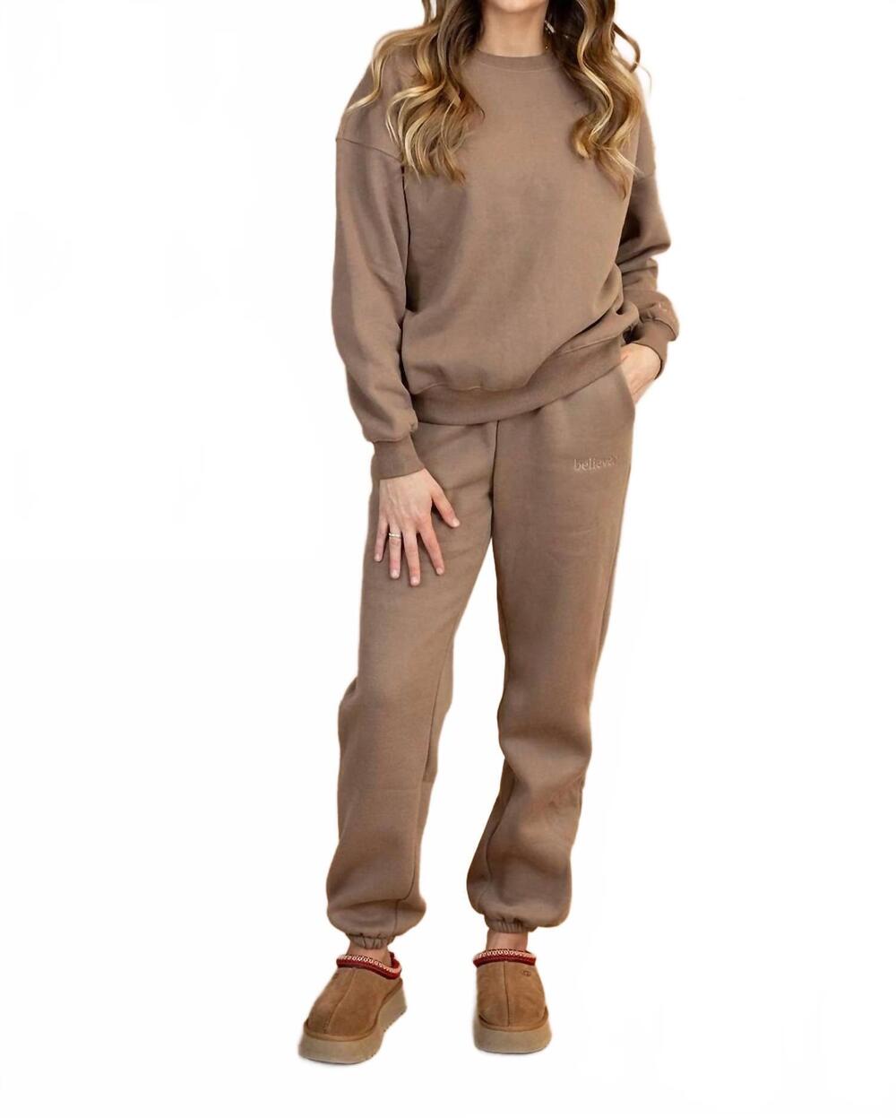 NEW TEA N ROSE believer sweater set in cocoa